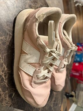 New Balance Pink and Cream Retro Runner Sneakers